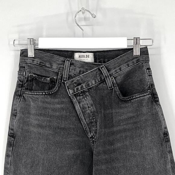 AGOLDE Criss Cross Straight Jeans Synchronize Black Gray Size 24 - Picture 3 of 6